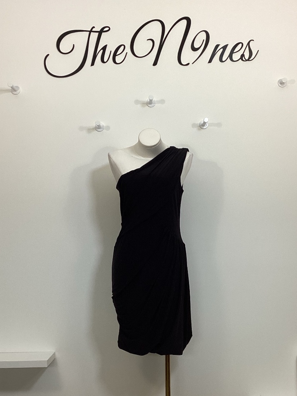 Soprano Black One Shoulder Mini Dress Large NWT